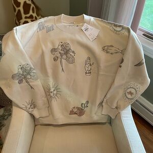 Abercrombie & Fitch Doodle Graphic Crew Sweatshirt (color is cream pattern)